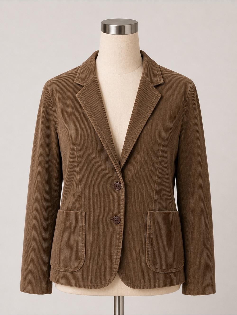 Vintage Gil & Co. Brown Corduroy Blazer Jacket 14 Button‎ Front Pockets Lined